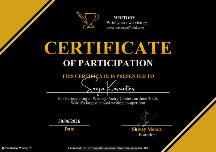 Certifikat Writory — junij 2026, Sonja Koranter